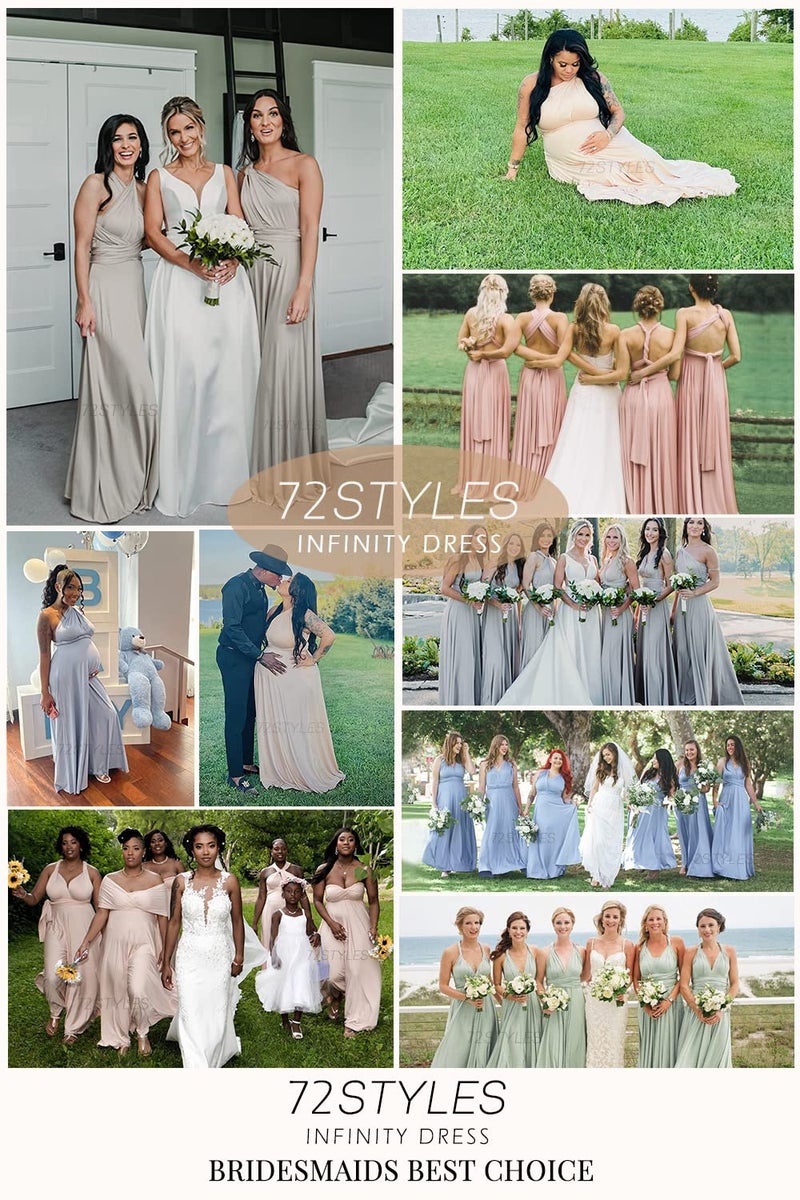 72styles Bridesmaid Dresses for Women, Elastic Pleated High-Waisted Empire Bridesmaid Dress Long Evening Prom Gown for Women Champagne - Image 4